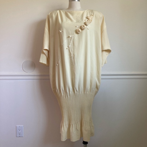 Vintage Cream Yellow Dropped Waist Dress - Picture 13 of 13